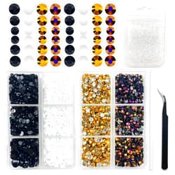 CLRDIVA Assorted Jelly Resin Flatback Rhinestones Mix Black White Rose Gold AB Gems Stones Non Hotfix Flat Back Diamonds for DIY Nail Art Craft Face Makeup Tumbler Mug (White/Black/Gold/Rose Gold AB)