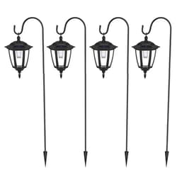 Brightown 38.5 Inch Solar Pathway Lights Outdoor, Bright LED Hanging Lanterns Lights with Shepherd Hooks, Waterproof Driveway Markers Black Lamp Post for Garden Front Patio Yard, Warm White, 4 Pack