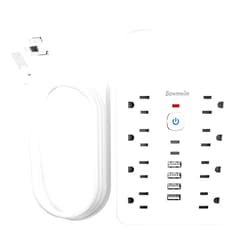 Bawmwim Surge Protector Power Strip - 8 Outlets(1850W/15A/14AWG) 4 USB A（2 USB C, 10FT Flat Plug Extension Cord, Wall Mount Multi Plug Outlet Extender, ETL Listed for Home, Dorm Room