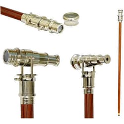 5MOONSUN5's Brass Walking Stick Vintage Handle Victorian Telescope Head Foldable Steampunk Accessories Wooden Walking Stick Cane for Men and Women