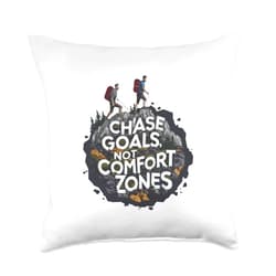 Enjoy the Adventure Vintage Outdoor Hiking Boots Chase Goals Not Comfort Zones for a Hiker Throw Pillow