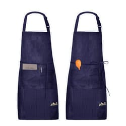 Viedouce 2 Packs Aprons Cooking Kitchen Waterproof,Adjustable Chef Apron with 2 Pockets for Home,Restaurant,Craft,Garden,BBQ,School,Coffee House,Apron for Men Women. (Stripe Navy)