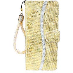 GDNIA Case for iPhone 13/13 Pro/13 Pro Max, Glitter Large Capacity Wallet Case Card Slots Kickstand Wrist Strap Magnetic Closure Leather Case (Color : Gold, Size : 13pro 6.1