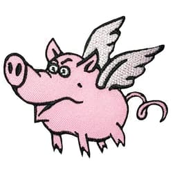 Papapatch Flying Pig Animal Wings Wild Hog Pet Sew on Iron on Embroidered Patch (Iron-Flying-Pig)