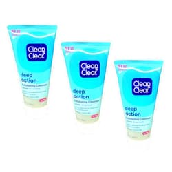 Clean & Clear Oil-Free Deep Action Exfoliating Facial Cleanser with Pro-Vitamin B5, Gentle Exfoliating Daily Face Wash Cleans Deep for Soft, Smooth, Hydrated Skin, Paraben-Free, 5 fl. oz