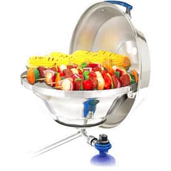 Magma Marine Kettle3 Portable Gas Grill and Stove - Stainless Steel BBQ with Electronic Ignition for Boats - Wind-Resistant Design, Safe Propane Connection, Stay Cool Handle - 17