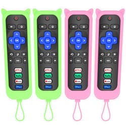 MOKEMAKE Remote for Roku TV & Cover for Roku Remote, 2-Pack Remotes Replacement Cover Compatible with Hisense Roku TV Remote, Replacement for Hisense Roku TV Remote
