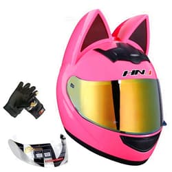 Kuaifly Cat Ear Motorcycle Helmet Full Helmet Youth Men and Women Racing Motocross Casco