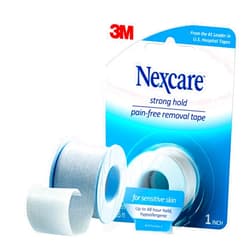 Nexcare Strong Hold Pain-Free Removal Tape, Silicone Adhesive, Secures Dressing and Lifts Away Cleanly - 1 In x 4 Yds, 1 Roll of Tape