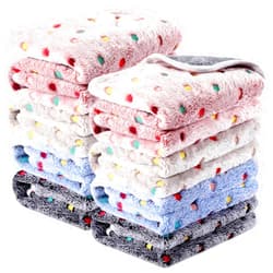 Tudomro 8 Pcs Guinea Pig Bedding Cage Liners Bulk Waterproof Blankets Small Animal Flannel Throw Bedding Absorbent Reusable Pet Pee Sleep Mat Pad Cover for Hamster Ferret (Dot,16 x 24 Inch)