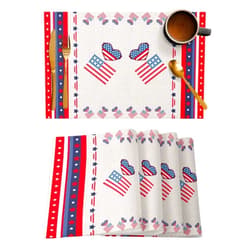 ZOE GARDEN American Flag Placemats for Dining Table Set of 6, Red Blue Love Heart Stripes Stars Farmhouse Linen Cloth for Square/Rectangle/Round Table Mat Placemat, Kitchen Dinner Holiday Décor