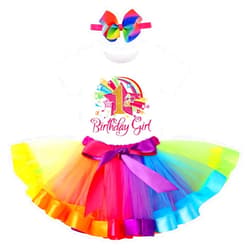 IBTOM CASTLE Watermelon 1st Birthday Rainbow Cake Smash Skirt Set with Princess Romper/Headband for Baby Girls Photo Shoot