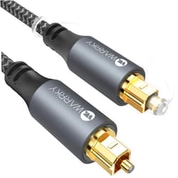Warrky Optical Audio Cable, 6ft / 1.8m Optical Cable for Soundbar [Nylon Braided, Slim Metal Case, Gold-Plated Plug], Digital Optical Audio Cable Compatible with Samsung, Vizio, LG, Bose, Sony, Sonos