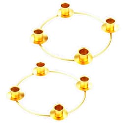Vencede 2pcs Advent Candle Holder for Advent Candles Christmas Advent Ring for Tapper Candles Advent Wreath Centerpiece Decorations Advent Season Décor DIY Advent Wreath Candelabra（Gold）