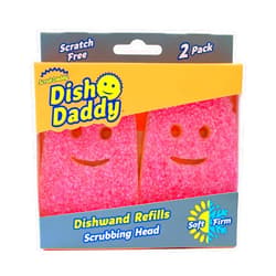 Scrub Daddy Dish Wand Scrubbing Brush Replacement Heads, Soap Dispensing Dish Brushes, Texture Changing Washing Up Sponges, Detachable Dish Daddy Head Sponge Refills, Pink 2 Pack