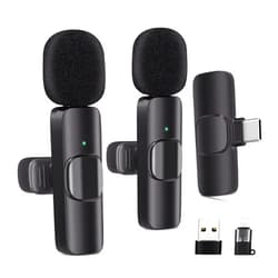 Gicorino Wireless Lavalier Microphone for Android/iPhone/Computer/Laptop, Wireless Mic for iPhone15 with Noise Reduction Chip, Mini Microphone for Recording Podcast YouTube, TikTok(2 Pack)
