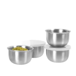 OGGI Set of 4 Stainless Pinch Bowls - 4 fl oz with Lids, Ideal Salt & Pepper Bowls, Mini Storage Bowls