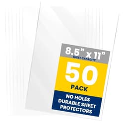 Performore 50 Clear No Hole Sheet Protectors, 8.5