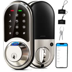 Veise Smart Lock, Fingerprint Door Lock, 7-in-1 Keyless Entry Door Lock with App Control, Electronic Touchscreen Keypad, Smart Deadbolt, Biometric Smart Locks for Front Door, Satin Nickel