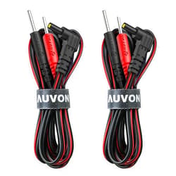 AUVON 2 x TENS Unit Electrode Lead Wires, Premium Lead Wires with Soft TPE Material for 40,000+ Bends, Universal and Compatible with Most TENS Unit Muscle Stimulator 2mm Pin TENS Pads