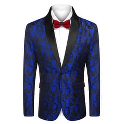 COOFANDY Mens Floral Tuxedo Jacket Paisley Shawl Lapel Suit Blazer Jacket for Dinner,Prom,Wedding