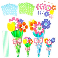 BeYumi Flower Bouquet Craft Kit - 24Pcs Teacher Appreciation Week Flower Bouquet Craft in Two Colors for Kids Make Your Own Flower Bouquet Mother's Day DIY Gift School Classroom Home Fun Activities