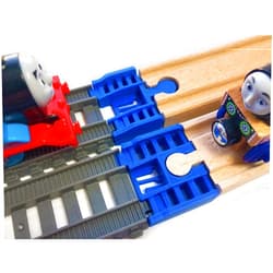 TrainLab.com Adapters, Compatible with Thomas & Friends TrackMaster Gray 2014 and Wooden Railway Tracks, Essential TrackMaster and Wooden Track Accessories 2pc Blue