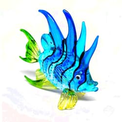 ZOOCRAFT Handcrafted Blue Glass Fish Figurine Exquisite Hand Blown Aquarium Collectible Coastal Style Deco
