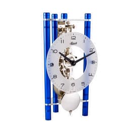 Hermle LAKIN Mechanical Mantel Clock By Hermle 23025Q70721 | Blue, Silver Pendulum