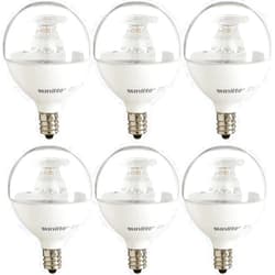 Sunlite G16.5 Light Bulb LED, 5 Watts (40W Equiv.), 350 Lumens, Dimmable, Type G Globe Shape E12 Candelabra Base, Short Bulbs, Vanity Mirror Bulbs, Energy Star Listed, 2700K Soft White, Clear, 6 Count