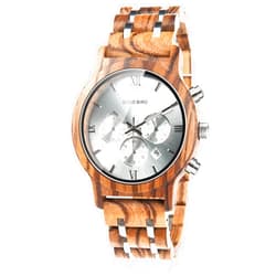 BOBO BIRD Mens Wooden Watches Luxury Wood Metal Strap Chronograph & Date Display Quartz Watch Versatile Male Timepieces