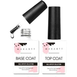 Makartt Gel Top Coat and Base Coat Set - No Wipe Shine Finish Soak Off Gel Base Top Coat Long Lasting LED Nail Lamp Gel for Gel Nail Polish Salon Quality Nail Manicure Gifts, 2pcs 10ML