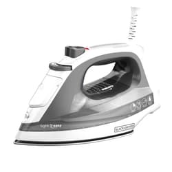 BLACK+DECKER Light ‘N Easy Compact Steam Iron, IR1020S, Stainless Steel Soleplate, Spray Mist, Anti-Drip, Auto Shutoff