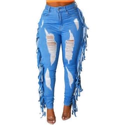 SeNight Women's High Waisted Ripped Jeans Cut Out Destroyed Distressed Denim Pants