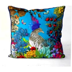Metr Kelly Stevens-McLaughlan, Glorious Plumes Bird & Floral #8, Blue Turquoise, Pillow/Cushion Cover, 18