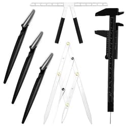 Weewooday 6 Pieces Tattoo Eyebrow Ruler 3 Point Positioning Ruler Mini Caliper Double Scale Vernier Caliper Eyebrow Golden Ratio Caliper Microblading Ruler Gauge Ruler Measuring Tool with Eyebrow Shaver