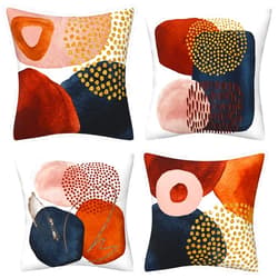 Drmstow Abstract Boho Throw Pillow Covers 18x18 Set of 4 Mid Century Modern Aesthetic Navy Blue Burnt Orange Pillow Cushion Covers Geometric Minimalist Art Decor for Couch Bed Home Decor