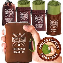Don't Die In The Woods 4-Pack Extra-Thick Thermal Mylar Emergency Blankets - Waterproof Ultralight Camping Gear