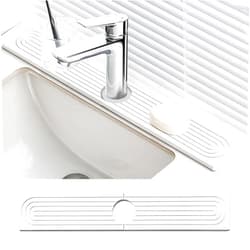 GNOWE Faucet Mat for Kitchen Sink Diatomite Fast Drying Stone Sink Tray Absorbent Mat Faucet Splash Guard for Kitchen Sink and Bathroom Counter