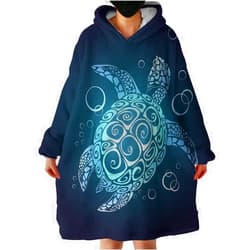 Sleepwish Turtle Wearable Blanket Hoodie, Beach Oversized Sherpa Blanket Sweatshirt