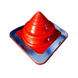 Dektite Premium #2 Red Silicone Metal Roof Pipe Flashing, High Temp, Square Base, Pipe OD 1/4