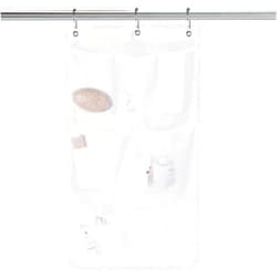 Tucnoeu Mesh Shower Caddy Hanging with 3pcs Adhesive Hooks and 3pcs Metal Loop Hangers, 7 Pockets Shower Hanging Organizer with Quick Drying Mesh,for Shampoo, Soap, White