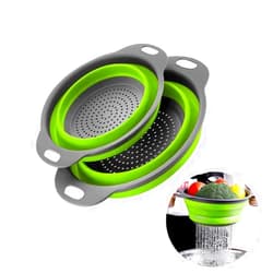 Emptycolor 2 Pack Collapsible Colander Set, Emptycolor Foldable Collapsible Strainers for Kitchen, Small Round Colander with Base and Handles for Pasta, Fruit, Vegetables – Space-Saving Kitchen Strainer Baskets