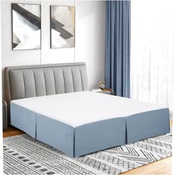Cathay Home Double Brushed Microfiber Pleated Easy Fit Bed Skirt, Ultra Soft, Fade and Wrinkle Resistant - Blue Fog, Twin