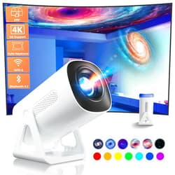 TransarJect Portable WiFi and Bluetooth Projector - 4K 1080P Supported Mini Movie Projector, 270°Adjustable Stand Outdoor Home Theater Star Projector with Ambient Light for Phone TV Stick Laptop