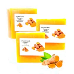 Shibarcle 3 PCS Turmeric Soap Bar, Natural Bar Soap for Face & Body, Handmade Tumeric Soap with Coconut Oil, Cleanse Skin, Moisturizing & Soothing Gentle Cleanser Soap for All Skin Types