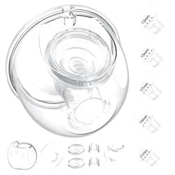 JIMOWANG Wearable Breast Pump Milk Collector Cup Accessories,Compatible with 24mm TSRETE/kmaier/eulumap/Momcozy S9/S12 Wearable Breast Pump,Upgrade Duckbill Valve with Free Rotation,Extra 5pcs Flange Inserts