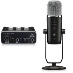 Behringer U-Phoria UM2 USB Audio Interface with BIGFOOT All-In-One USB Studio Condenser Microphone