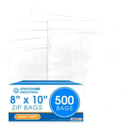 Spartan Industrial - 8” X 10” (500 Count) Thick 4 Mil Clear Reclosable Zip Plastic Poly Bags with Resealable Lock Seal Zipper - Heavy Duty and Durable