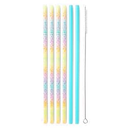 Swig Life Reusable Straws Wild Child + Aqua Tall Straw Set & Cleaning Brush, Each Straw is 10.25 inch Long (Fits Swig Life 20oz Tumblers, 22oz Tumblers, and 32oz Tumblers)